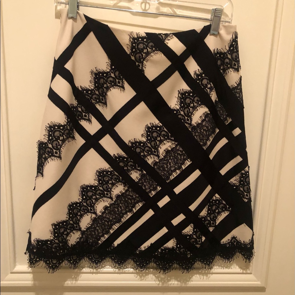Nanette Lepore A line lace trim skirt